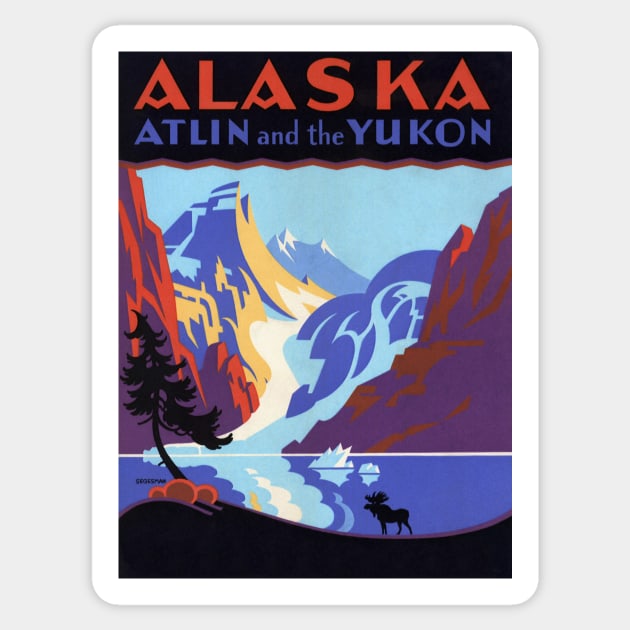 Vintage Travel Poster, Atlin and the Yukon, Alaska Sticker by MasterpieceCafe